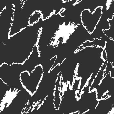 El çizimi taklit dokusu olan soyut, pürüzsüz desen. Çizimler ve kelimeler, vektör illüstrasyonu