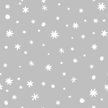 Karalama elle çizilmiş kar taneleriyle kusursuz bir desen. Vektör illüstrasyonu