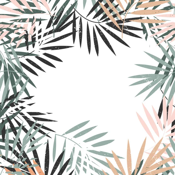 Elegante marco pastel de hojas de palma tropical. Fondo abstracto del vector, lugar para el texto . — Vector de stock