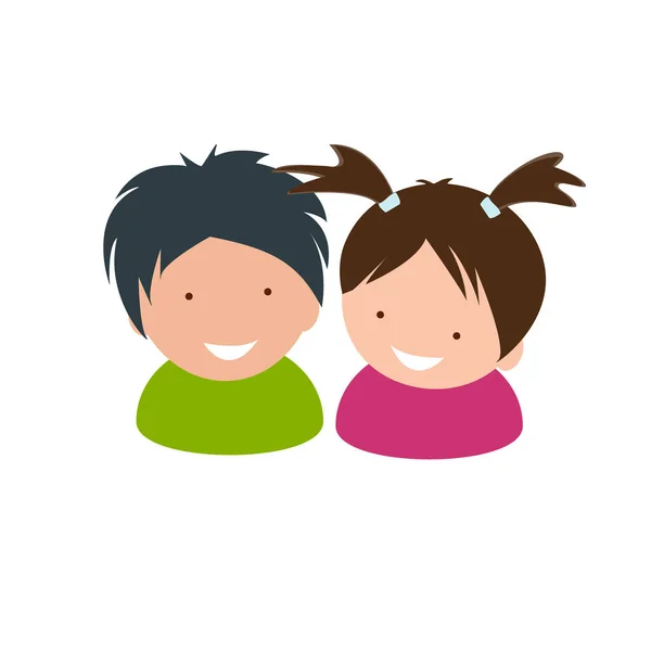 Діти значок Векторні ілюстрації. Двоє маленьких дітей, щасливий хлопчик і дівчинка — стоковий вектор