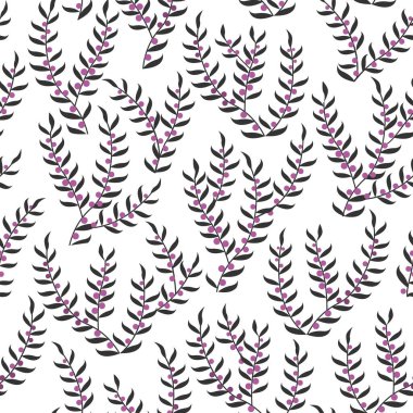 Şekillendirilmiş fundalıkları olan vektör pürüzsüz desen. Tekstil, yatak örtüsü, duvar kağıtları için güzel çiçek tasarımı arka planı.