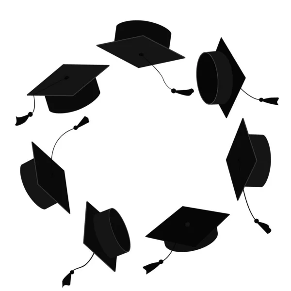 Circle frame from graduation caps. Place for text. Graduate background — Stock Vector