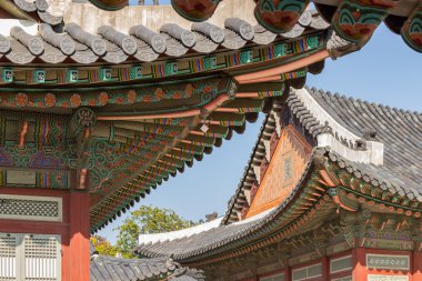 Güney Kore, Seul 'deki Gyeongbokgung Sarayı' nın çatısında..