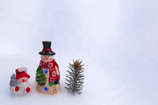 Snowman toys outdoors — Stock Photo, Image