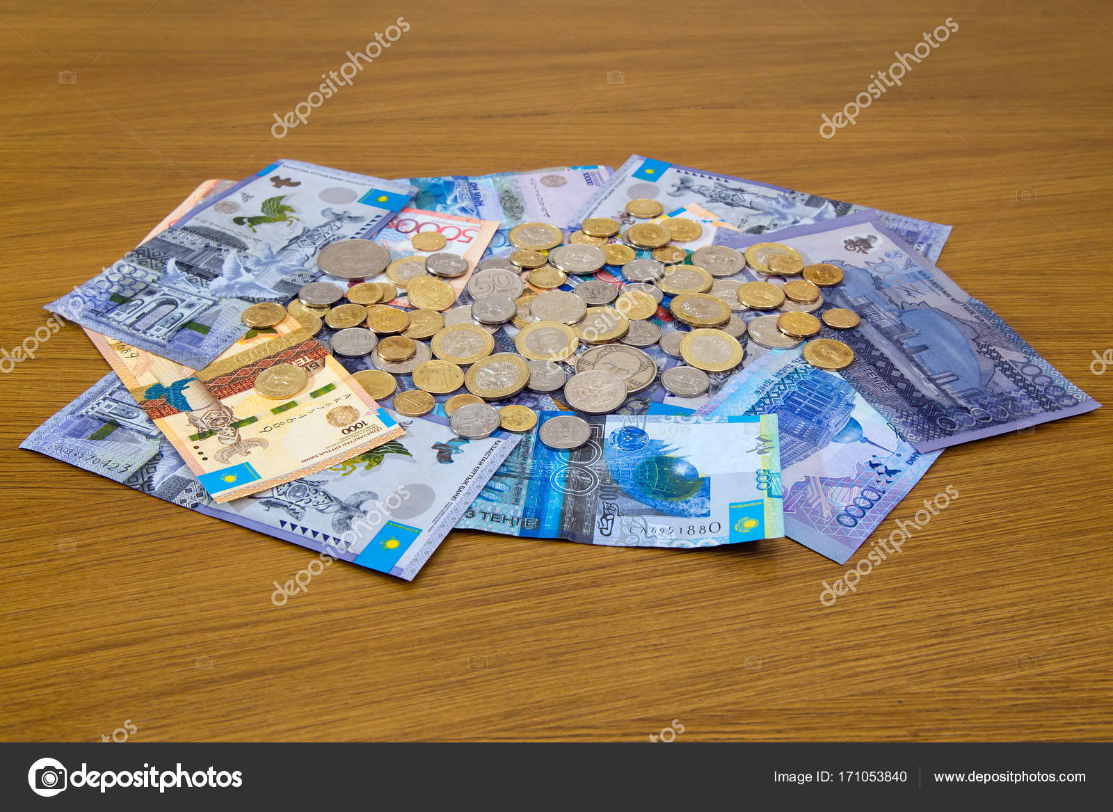 Kazakhstani tenge banknotes and coins — Stock Photo © bob_sato_1973