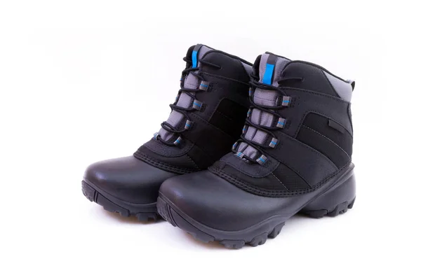 Černé zimní boty — Stock fotografie