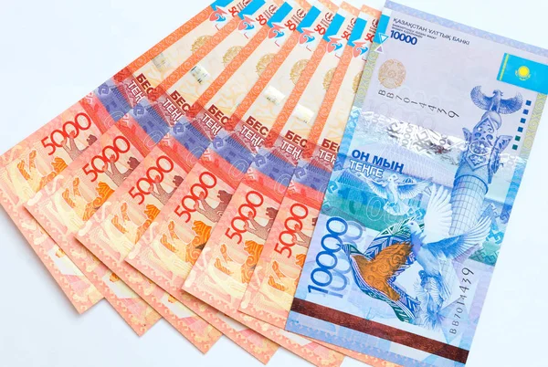Kazah tenge bankjegyek — Stock Fotó