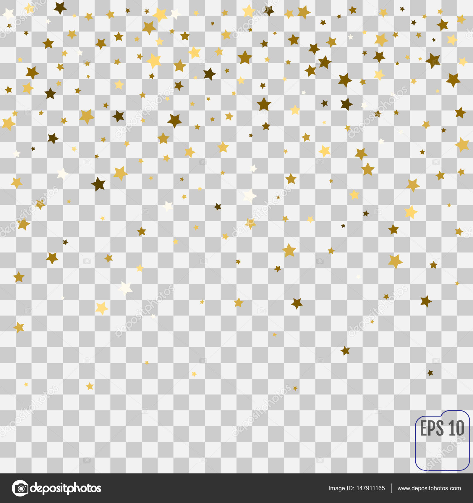 Abstract pattern of random falling golden stars on