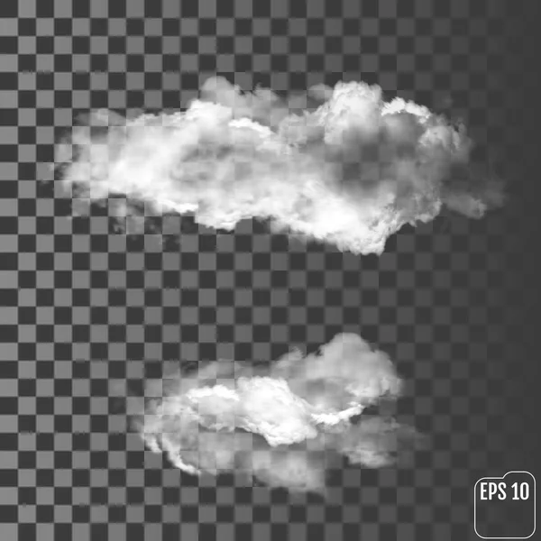 Duas nuvens realistas em um fundo transparente. Vector illustr —  Vetores de Stock