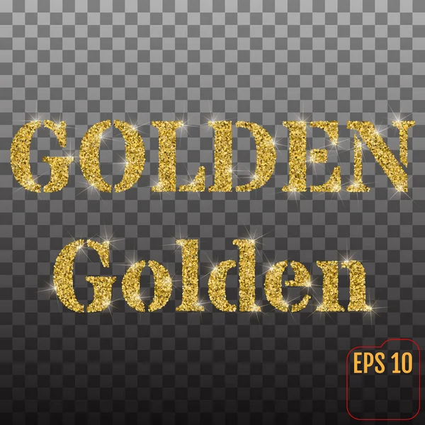 Les mots "GOLDEN" et "Golden" de sable doré et confettis wi — Image vectorielle