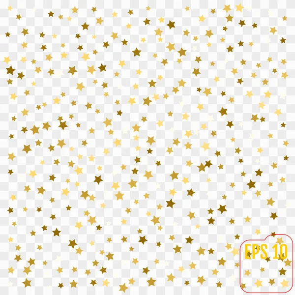 Schéma abstrait des étoiles d'or tombantes aléatoires. Modèle de paillettes — Image vectorielle