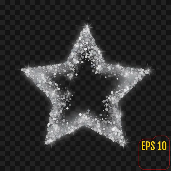 Parfait cinq étoiles confettis argent pointu isolé sur transparen — Image vectorielle