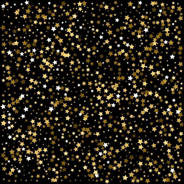 Gold background. Gold stars on a black background. Vector IIlust