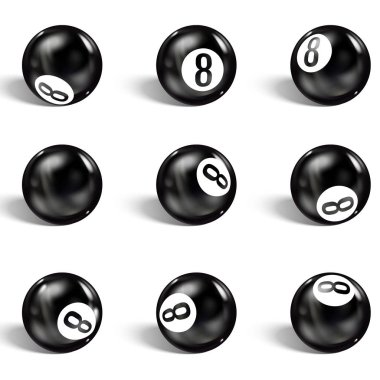 Set of realistic 8 ball. Isolated on a white background vector Set of realistic 8 ball. Isolated on a white background vector