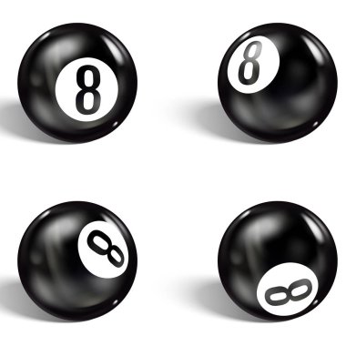 Set of realistic 8 ball. Isolated on a white background vector Set of realistic 8 ball. Isolated on a white background vector