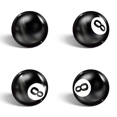 Set of realistic 8 ball. Isolated on a white background vector Set of realistic 8 ball. Isolated on a white background vector