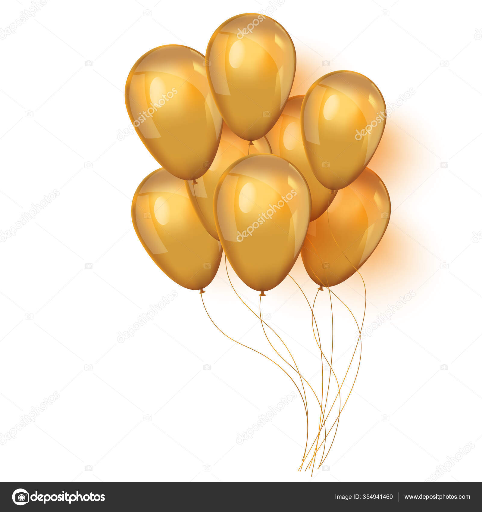 Realistic Gold Helium Balloons White Background Set Shiny Golden Balloons Stock Vector C Roussanov 354941460
