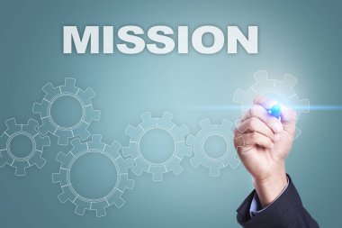 Sanal ekran üzerinde çizim iş adamı. görev kavramı