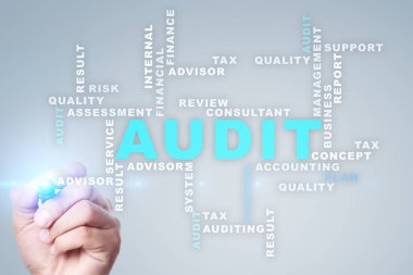 Denetim iş kavramı. Denetçi. Uygunluk. Sanal ekran teknolojisi.