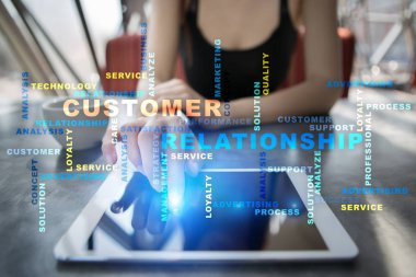 Müşteri ilişkisi yönetimi kavramı. Kelime bulutu.