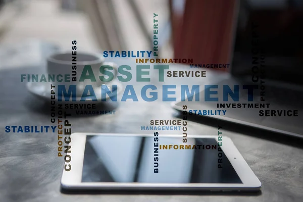 Asset management szavak felhő. — Stock Fotó