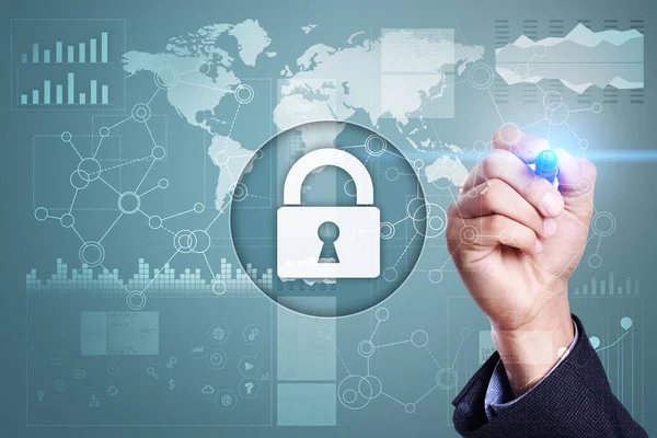 Cybersäkerhet, dataskydd, säkerhet. Internet tekniken koncept — Stockfoto