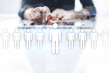 İnsan kaynakları yönetimi, insan kaynakları, işe alım ve ekip oluşturma. İş kavramı.