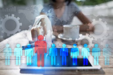 İnsan kaynakları yönetimi, insan kaynakları, işe alım ve ekip oluşturma. İş kavramı.