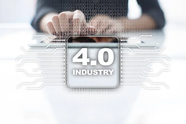 Βιομηχανία 4.0. Έξυπνη κατασκευή έννοια. Βιομηχανική διαδικασία 4.0 υποδομής — Φωτογραφία Αρχείου