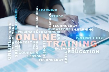 Çevrimiçi eğitim kavramı. Kelime bulutu.