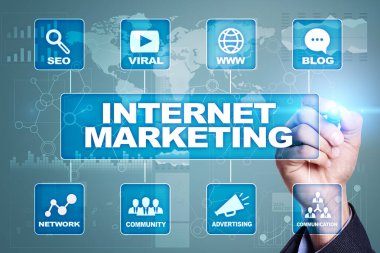 Internet pazarlama kavramı. SEO. İş ve teknoloji.