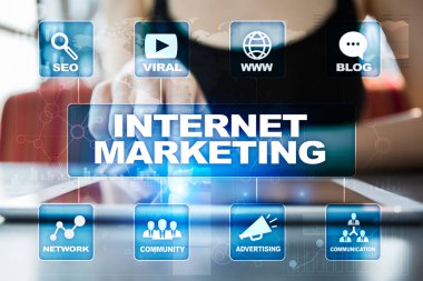 Internet pazarlama kavramı. SEO. İş ve teknoloji.