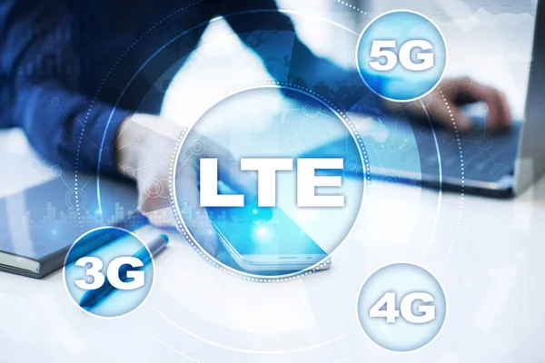 Redes LTE. Conceito de internet e tecnologia móvel 5G . — Fotografia de Stock