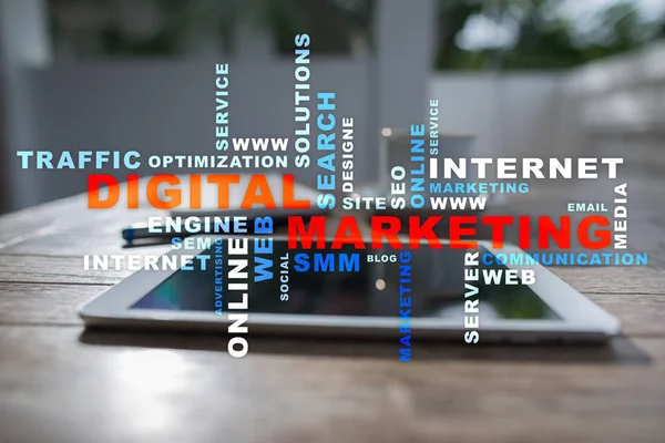 Digitales Marketingtechnologiekonzept. Internet. Online. seo. smm. Werbung. — Stockfoto