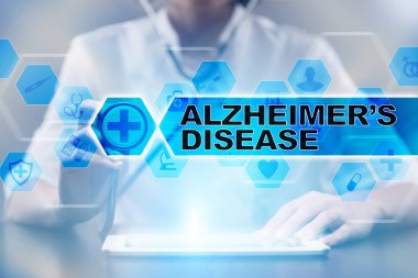 Tıp doktoru Alzheimer hastalığı tıp kavramı ile Tablet Pc kullanma.