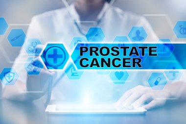 Tıp doktoru prostat kanseri tıbbi kavramı ile Tablet Pc kullanma.