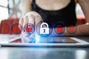 Siber Güvenlik, veri koruma, bilgi güvenliği. Teknoloji iş kavramı