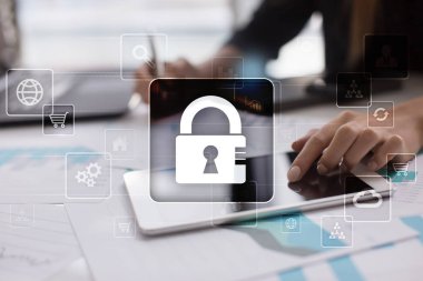 Siber Güvenlik, veri koruma, bilgi güvenliği. Teknoloji iş kavramı