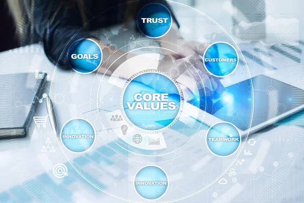 Core values business and technology concept on the virtual screen. — Stock Photo, Image