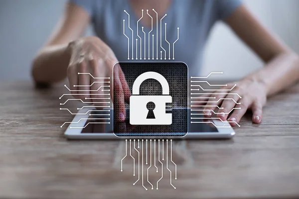 Ciberseguridad, protección de datos, seguridad de la información. concepto de negocio tecnológico — Foto de Stock