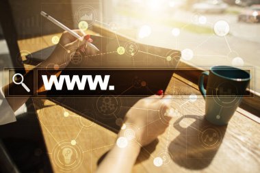 Www metin arama çubuk. Web sitesi Url. İş, internet, teknoloji kavramı.
