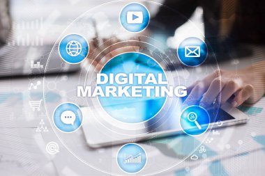 Dijital Pazarlama teknoloji kavramı. Internet. Online. SEO. SMM. reklam.