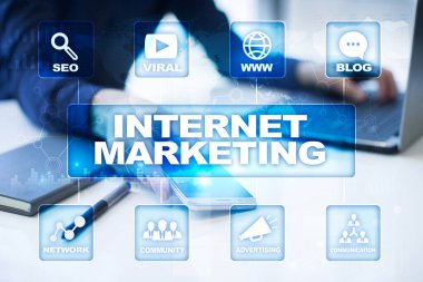 Internet pazarlama kavramı. SEO. İş ve teknoloji.