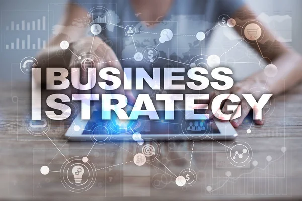 Üzleti stratégiai koncepció a virtuális képernyőn. — Stock Fotó