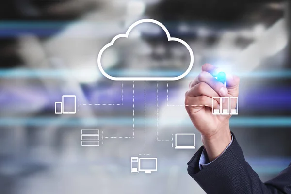 Cloud-Technologie. Datenspeicherung. Netzwerk- und Internet-Service-Konzept. — Stockfoto