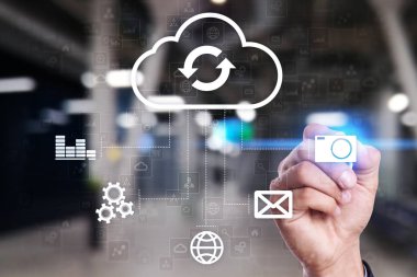 Bulut teknoloji. Veri depolama. Ağ ve Internet hizmet anlayışı.