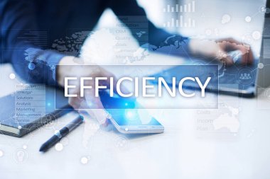 Verimlilik büyüme kavramı. İş ve teknoloji. Sanal ekran.