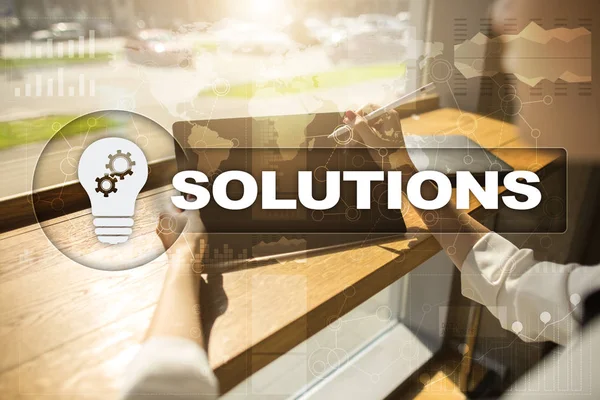 Business solutions concept on the virtual screen. — Stock Photo, Image