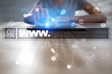 Www metin arama çubuk. Web sitesi Url. Dijital pazarlama. Internet kavramı.