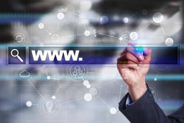Www metin arama çubuk. Web sitesi Url. Dijital pazarlama. Internet kavramı.
